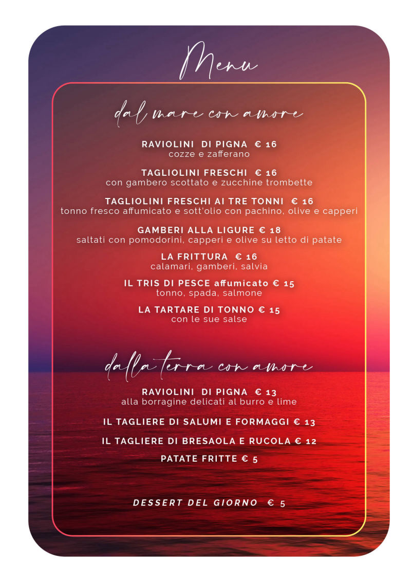 Menu Kursaal Bordighera